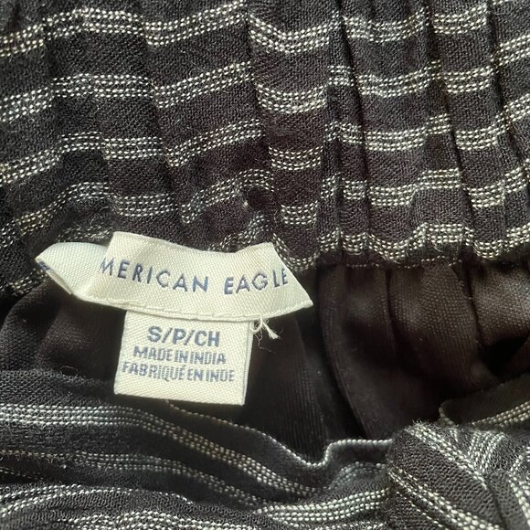 american eagle black and white striped drawstring pants size small - Picture 5 of 6